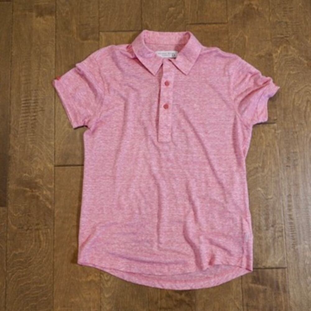Orlebar Brown Sebastian Pink Linen Polo Shirt Tailored Fit Size M Resort Wear